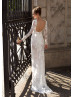 Ivory Beaded Lace Wedding Dress With Detachable Sleeves